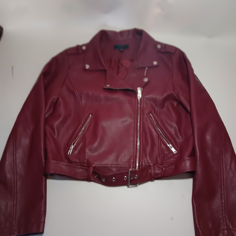Chocolate Brand Women's Faux Red Leather Jacket